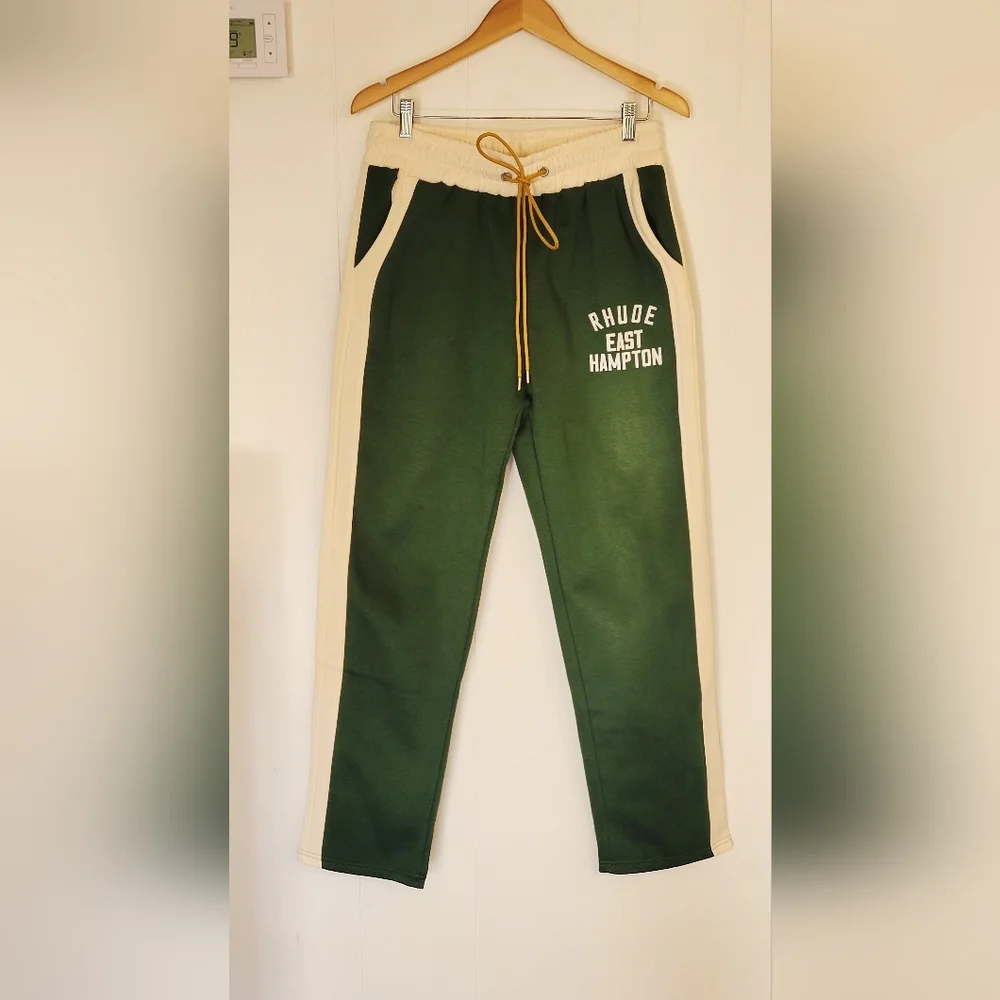 Inspired Rhude Green and Cream Sweatpants - Picture 1 of 5